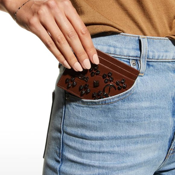 NWT Christian Louboutin Croc-Embossed Leather Card Holder - Picture 2 of 11